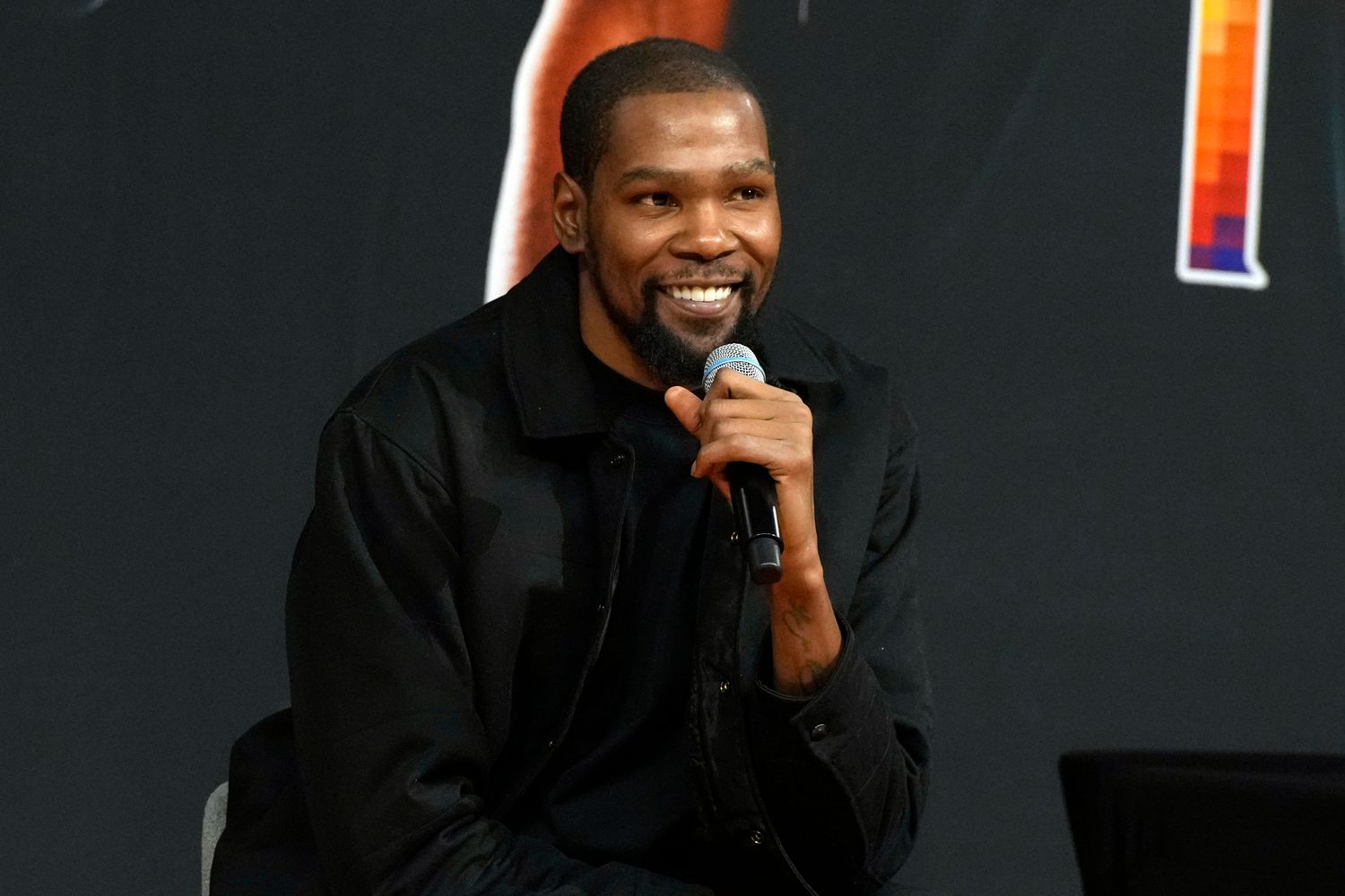 Kevin Durant speaks during a press conference.